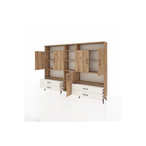 Arges Dolap 12 Raflı 4 Çekmeceli 5 Kapaklı 220x30x163 Çam-çam/aytaşı