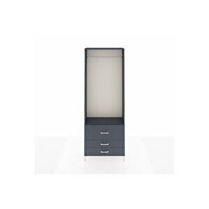 Arges Dolap Tek Raflı 3 Çekmeceli Tek Askılı 88x30x243 Antrasit-antrasit