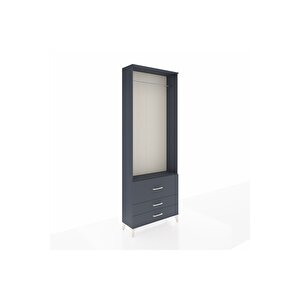 Arges Dolap Tek Raflı 3 Çekmeceli Tek Askılı 88x30x243 Antrasit-antrasit