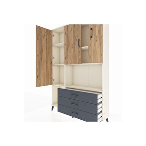 Arges Dolap 6 Raflı 3 Çekmeceli 3 Kapaklı 132x30x195 Aytaşı-çam/antrasit