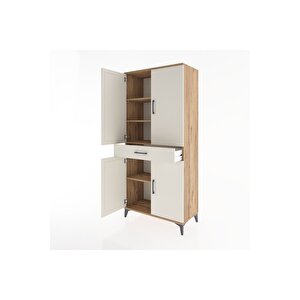 Hyperion Dolap 4 Raflı Tek Çekmeceli 4 Kapaklı 88x44x195 Çam-aytaşı