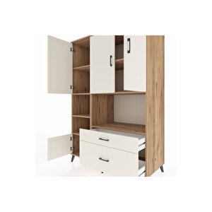 Kronos Dolap 7 Raflı 2 Çekmeceli 5 Kapaklı 132x59x195 Çam-aytaşı/aytaşı