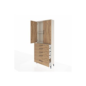 Arges Dolap 2 Raflı 5 Çekmeceli 2 Kapaklı 88x30x221 Aytaşı-çam