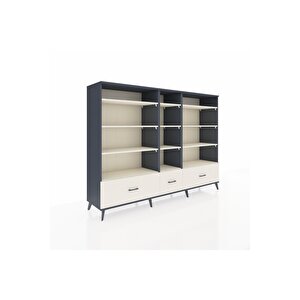 Hyperion Dolap 12 Raflı 3 Çekmeceli  220x44x163 Antrasit-aytaşı