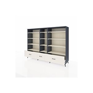 Hyperion Dolap 12 Raflı 3 Çekmeceli  220x44x163 Antrasit-aytaşı