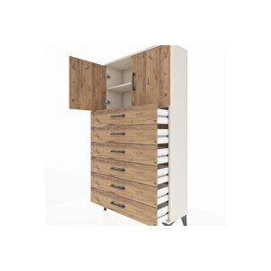 Arges Dolap 2 Raflı 6 Çekmeceli 2 Kapaklı 88x30x163 Aytaşı-çam