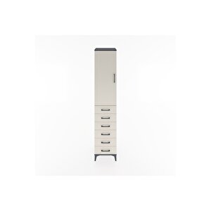 Hyperion Dolap 2 Raflı 6 Çekmeceli Tek Askılı 44x44x221 Antrasit-aytaşı