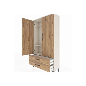 Arges Dolap 2 Raflı 2 Çekmeceli Tek Askılı 88x30x163 Aytaşı-çam