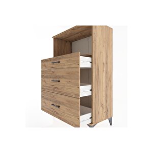 Hyperion Dolap Tek Raflı 3 Çekmeceli 88x44x134 Çam-çam