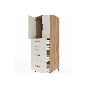 Kronos Dolap Tek Raflı 4 Çekmeceli 2 Kapaklı 60x59x182 Çam-aytaşı