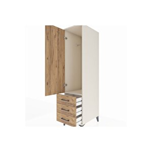 Kronos Dolap Tek Raflı 3 Çekmeceli Tek Askılı 44x59x182 Aytaşı-çam