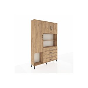 Arges Gardrop 7 Raflı 4 Çekmeceli 3 Kapaklı 132x30x195 Çam-çam