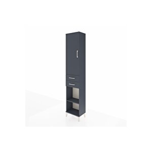 Arges Dolap 3 Raflı 2 Çekmeceli Tek Askılı 44x30x221 Antrasit-antrasit