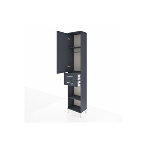 Arges Dolap 3 Raflı 2 Çekmeceli Tek Askılı 44x30x221 Antrasit-antrasit