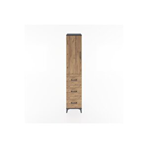 Hyperion Dolap 2 Raflı 3 Çekmeceli Tek Askılı 44x44x221 Antrasit-çam