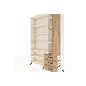 Arges Gardrop 9 Raflı 3 Çekmeceli Tek Kapaklı  132x30x195 Aytaşı-çam