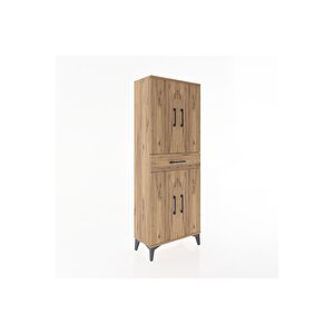 Arges Dolap 3 Raflı Tek Çekmeceli 4 Kapaklı 60x30x163 Çam-çam