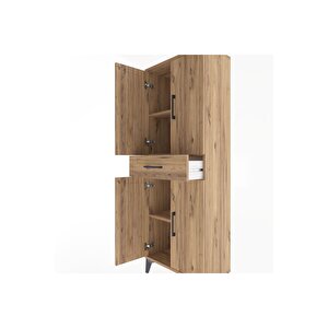 Arges Dolap 3 Raflı Tek Çekmeceli 4 Kapaklı 60x30x163 Çam-çam