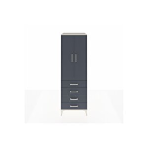 Kronos Dolap Tek Raflı 4 Çekmeceli Tek Askılı 60x59x182 Aytaşı-antrasit