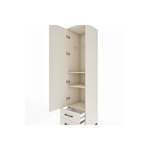 Hyperion Dolap 3 Raflı 2 Çekmeceli Tek Askılı 44x44x195 Aytaşı-aytaşı