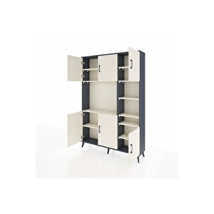 Arges Gardrop 10 Raflı 6 Kapaklı 132x30x195 Antrasit-aytaşı