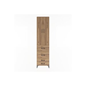 Arges Dolap 4 Raflı 4 Çekmeceli 2 Kapaklı 60x30x243 Çam-çam