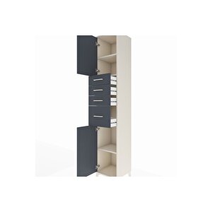 Hyperion Dolap 3 Raflı 4 Çekmeceli 2 Kapaklı 44x44x243 Aytaşı-antrasit