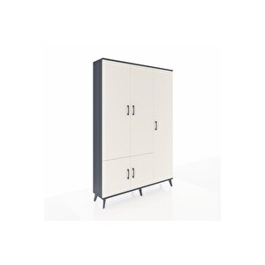 Arges Dolap 7 Raflı 5 Kapaklı Tek Askılı 132x30x195 Antrasit-aytaşı/çam