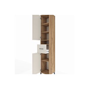 Hyperion Dolap 5 Raflı Tek Çekmeceli 2 Kapaklı 44x44x243 Çam-aytaşı