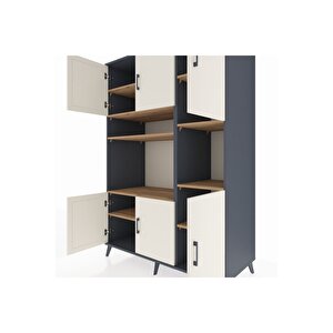 Kronos Dolap 9 Raflı 6 Kapaklı 132x59x195 Antrasit-aytaşı/çam