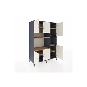 Kronos Dolap 9 Raflı 6 Kapaklı 132x59x195 Antrasit-aytaşı/çam