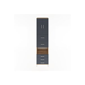 Hyperion Dolap 3 Raflı 5 Çekmeceli 2 Kapaklı 60x44x243 Çam-antrasit