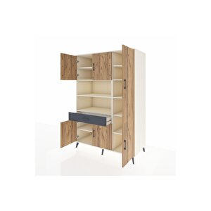 Kronos Dolap 10 Raflı Tek Çekmeceli 6 Kapaklı 132x59x195 Aytaşı-çam/antrasit