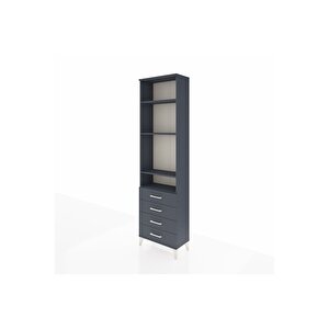 Arges Dolap 4 Raflı 4 Çekmeceli 60x30x221 Antrasit-antrasit