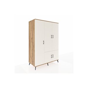 Kronos Dolap 7 Raflı 5 Kapaklı Tek Askılı 132x59x195 Çam-aytaşı/çam