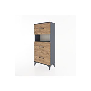 Hyperion Dolap Tek Raflı 3 Çekmeceli 60x44x134 Antrasit-çam