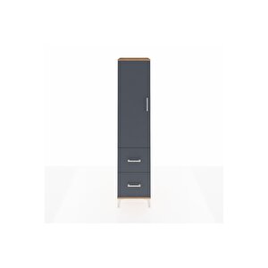 Hyperion Dolap 4 Raflı 2 Çekmeceli Tek Kapaklı 44x44x195 Çam-antrasit