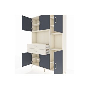 Arges Dolap 9 Raflı 2 Çekmeceli 6 Kapaklı 132x30x195 Aytaşı-antrasit/aytaşı