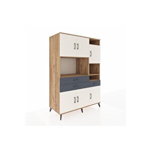 Kronos Dolap 10 Raflı 3 Çekmeceli 6 Kapaklı 132x59x195 Çam-aytaşı/antrasit