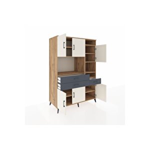 Kronos Dolap 10 Raflı 3 Çekmeceli 6 Kapaklı 132x59x195 Çam-aytaşı/antrasit