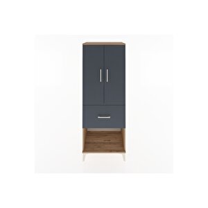 Hyperion Dolap 3 Raflı Tek Çekmeceli 2 Kapaklı 60x44x163 Çam-antrasit