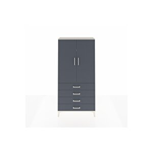 Arges Dolap 3 Raflı 4 Çekmeceli 2 Kapaklı 88x30x182 Aytaşı-antrasit