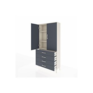 Arges Dolap 3 Raflı 4 Çekmeceli 2 Kapaklı 88x30x182 Aytaşı-antrasit