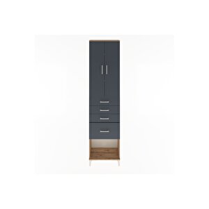 Arges Dolap 3 Raflı 4 Çekmeceli 2 Kapaklı 60x30x243 Çam-antrasit