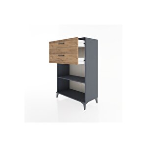 Hyperion Dolap Tek Raflı 2 Çekmeceli 88x44x134 Antrasit-çam