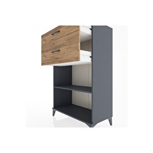Hyperion Dolap Tek Raflı 2 Çekmeceli 88x44x134 Antrasit-çam