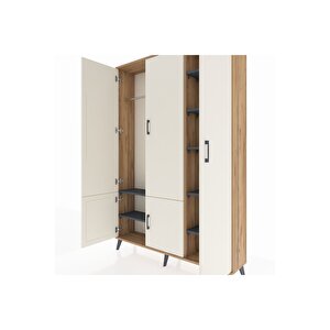 Arges Dolap 7 Raflı 5 Kapaklı Tek Askılı 132x30x195 Çam-aytaşı/antrasit