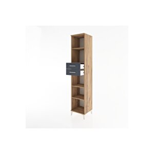 Hyperion Dolap 4 Raflı 2 Çekmeceli 44x44x221 Çam-antrasit