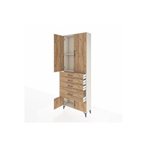 Arges Dolap 2 Raflı 4 Çekmeceli 4 Kapaklı 88x30x243 Aytaşı-çam