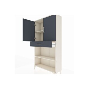 Arges Dolap 3 Raflı Tek Çekmeceli 2 Kapaklı 88x30x163 Aytaşı-antrasit